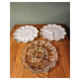 Anchor hocking white glass egg tray divided dish