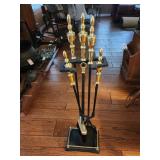 Cast iron black and gold fireplace set