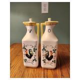 Rooster vinegar and oil jar set hand