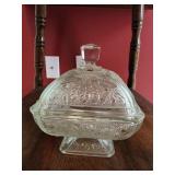 Pressed Glass Lidded Candy Dish