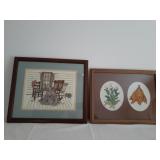 Cross stitched artwork pieces country porch and