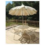 5 piece patio set. Table 43 x 26.5 and 4