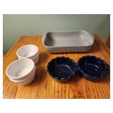 Vivo gray dish 11x7 , mainstays prep bowls, blue