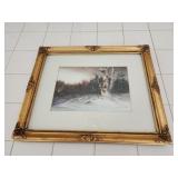 15.5x13 dark river scene gold frame