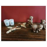 Bears, hummingbirds, floral frosted mini glass