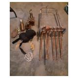 Vintage croquet set, jump rope, knee pads and old