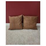 2 15x15 brown pillows suede