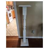 47" tall white paint cracked pedestal wooden