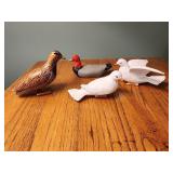 Home interior doves and wooden duck and bird