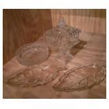 Vintage glass. Candy dish with lid, candle dish