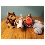 Ty beanie babies bird, soldier dog, dog seal