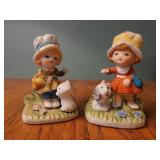 Homco little girls with pets 4"