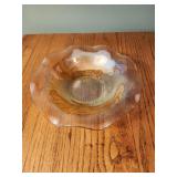 Amber Jeannette Glass Iris Pattern Bowl