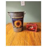 Tin sunflower decor pot, mini coca cola tin