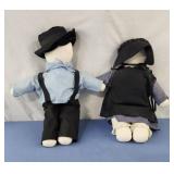 Vtg Hand Made Sewn Amish No Face Doll boy and