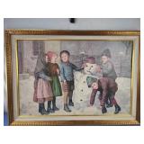 41.5x29 Edmund Adler children building snowman