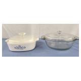 Vintage corningware blue flower oven dish, anchor