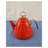Chantal Red Enamel Tea Kettle Blue Inside Cone