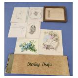 Checks from 1940s, sympathy cards, framed saying