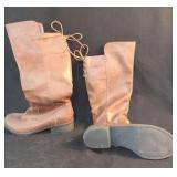 Womens brown zip leather boots size 8.5 M