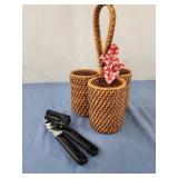 Utensil basket and manual can opener