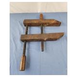 Large Primitive Wooden Vise Clamp Wood Working