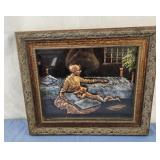 12.5x11 vintage 3D copper wall hanging child