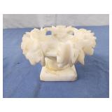 Carved alabaster leaves bowl pedestal 3" x3"