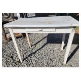 Enamel top wood base table 40x29.5x25