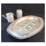 Silver plated serving tray 11.5 x 16.5 and tin
