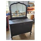 Antique dresser black on casters brass pulls