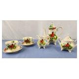 Lily creek cardinal  christmas china tea set