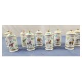 Lenox spice carousel porcelain set of 9, 4" tall