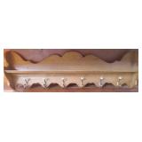 Wood rack with 6 brass hangers 53.5 x 16 x 7