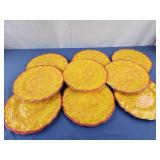 9 citrus grove plastic plates yellow orange red