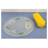 L.E. Smith Glass Co. Platter Round 13" Hand