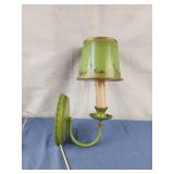 Green metal vintage wall hanging lamp 13" tall