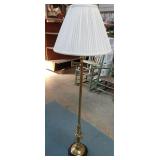 Wood and brass colored floor lamp 58.5" tall