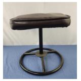 14x15x12  brown leather stool, foot stool, metal