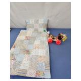 Vintage little snoopy toy, baby doll quilt and