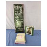 Christmas metal sign, christmas books