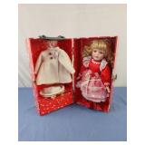 Cracker Barrel Holiday Porcelain Doll with Carry