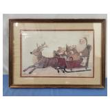Vintage N. Schneeman Santa Prints framed 16x12