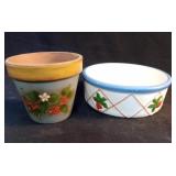 Strawberry handpainted flower pot 6.5 x 5.5 and