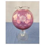 Vintage Round Globe Cranberry Ruby Pink Flashed