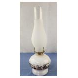Vintage 1950s Currier And Ives Milk Glass Oil