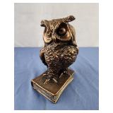 Vintage  Owl on Book Figurine/Bookend, Bronze and