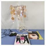 Funky hanging lamp, one direction book, alarm