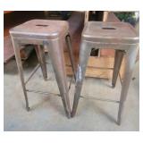 2 Metal Stools 29.5"Tx16.5"W (at base), 12"W (at