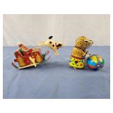 Vintage metal wind up toys, dog missing wind up